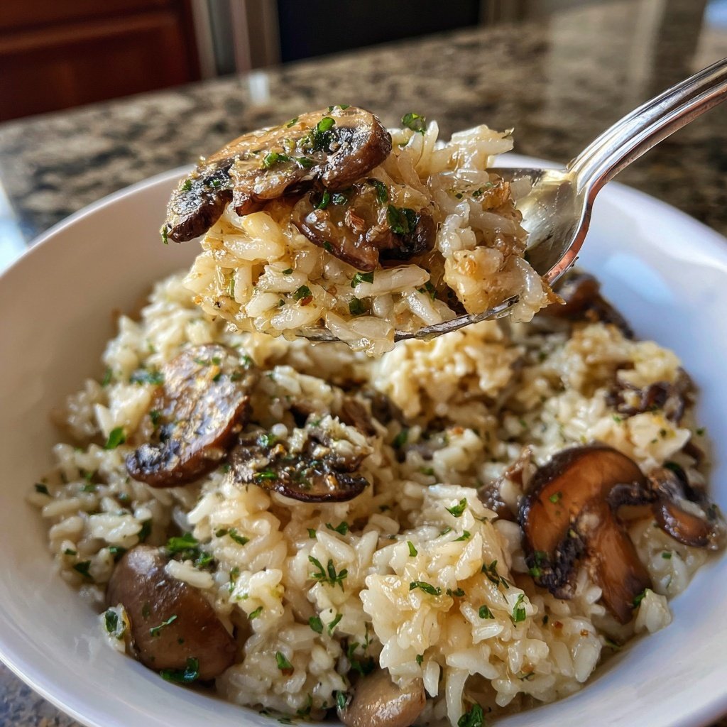 Creamy Mushroom Rice with Garlic Oil