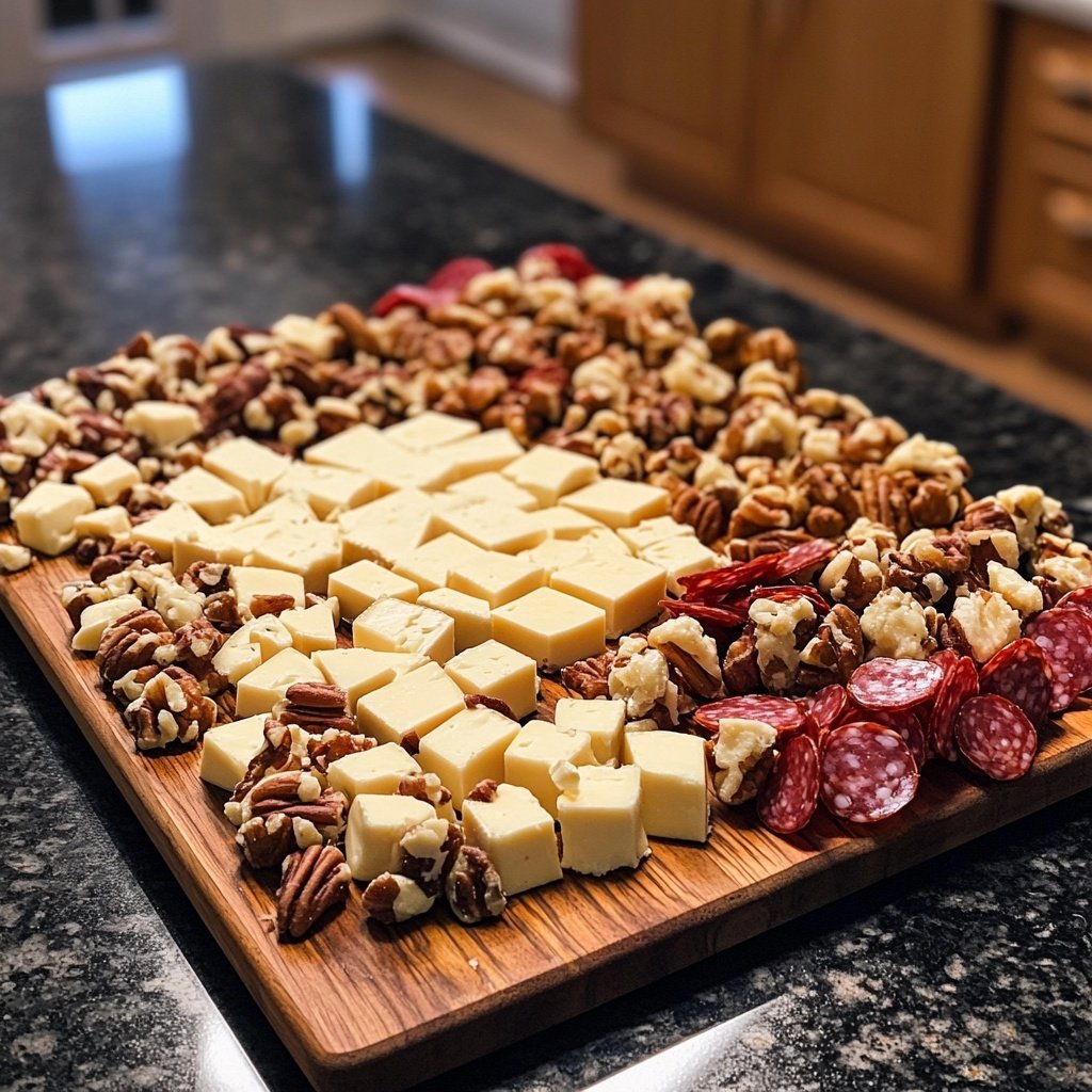 Valentines Charcuterie Board with Cheese and Nuts