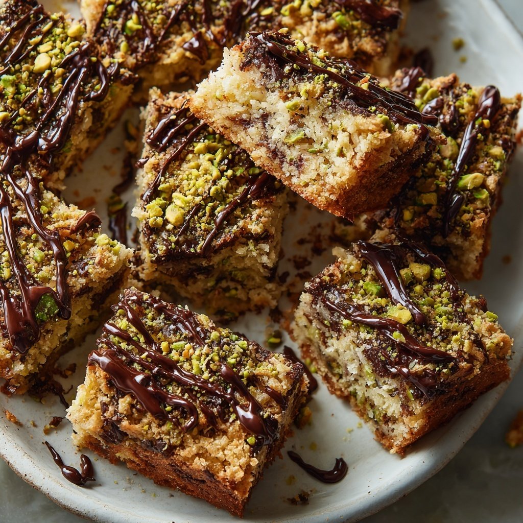Chocolate Pistachio Coconut Squares