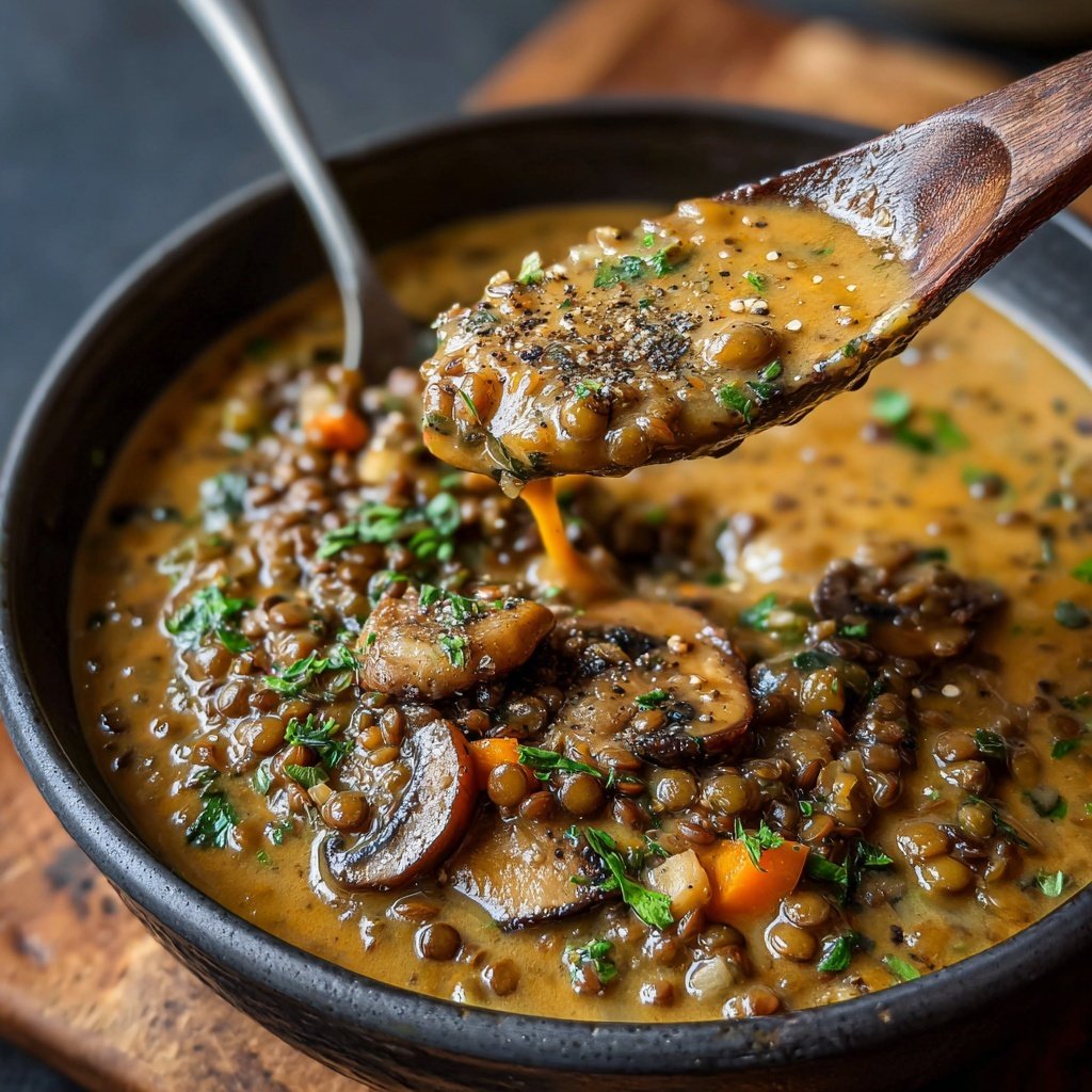 Creamy Mushroom Lentil Stew