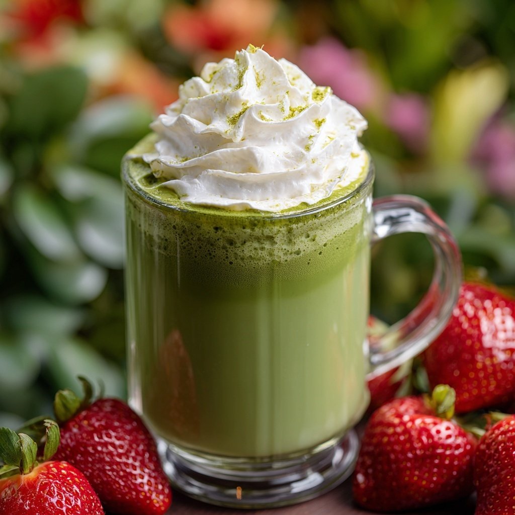 Strawberry Matcha Latte With Milk